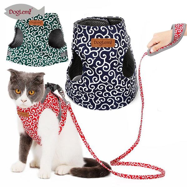 

cat collars & leads dog vest harness with leash set outdoor walking traction lead rope winter accessories 2021 fashion pet