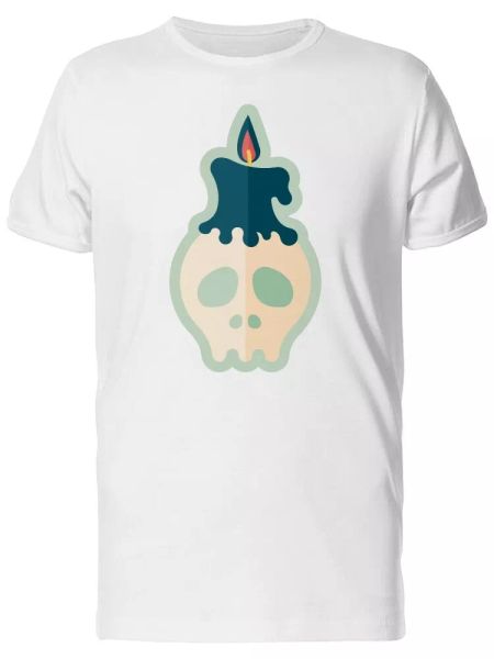 

skull with a burning candle men's tee -image by shutterstock, White;black