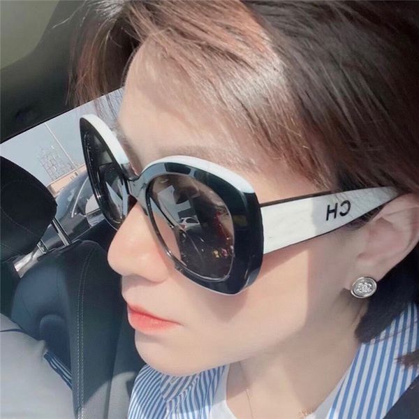 

acrylic black and white color matching women's new ch9091 sunglasses plate round, White;black