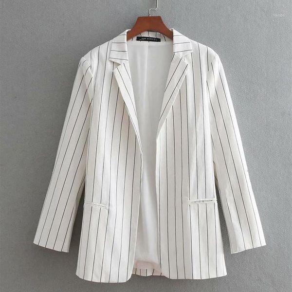 

women's suits & blazers elegant 2021 summer fashion vertical stripes lapel open seven sleeves small suit jacket female1, White;black