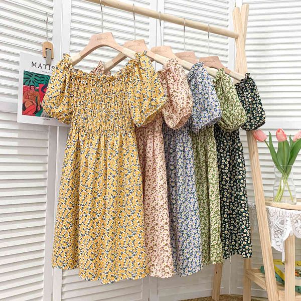 

summer sweet and versatile off-the-shoulder one-way neck floral ear folds slim dress women 210507, Black;gray