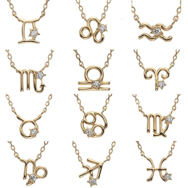 

light luxury s925 sier plated 14k gold 12 constellations mini pendant necklace female clavicle chain, Silver