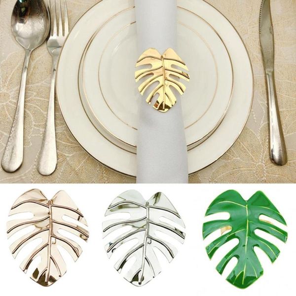 

6pcs tropical leaf shape napkin rings buckle holder party dinner decoration