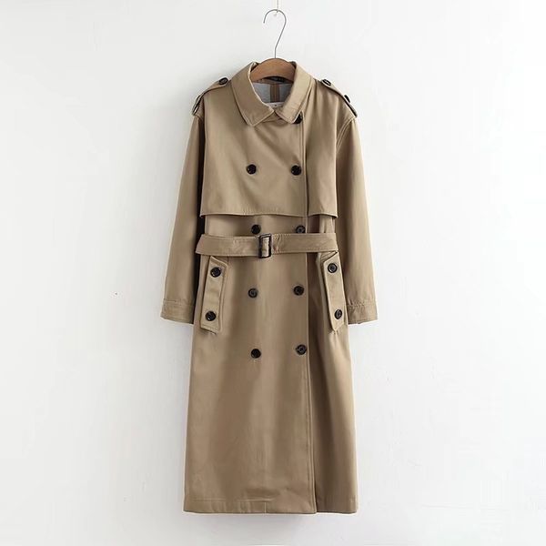

wool casual, double-sided solid women breasted outwear office bands chic dragon project long trench coat dobro, Black