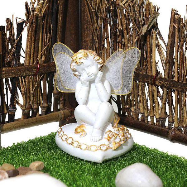 

landscaping ornament set angel in the fence statue with tree & pebbles decor self-assembly micro landscape for kids home i88 decorative obje