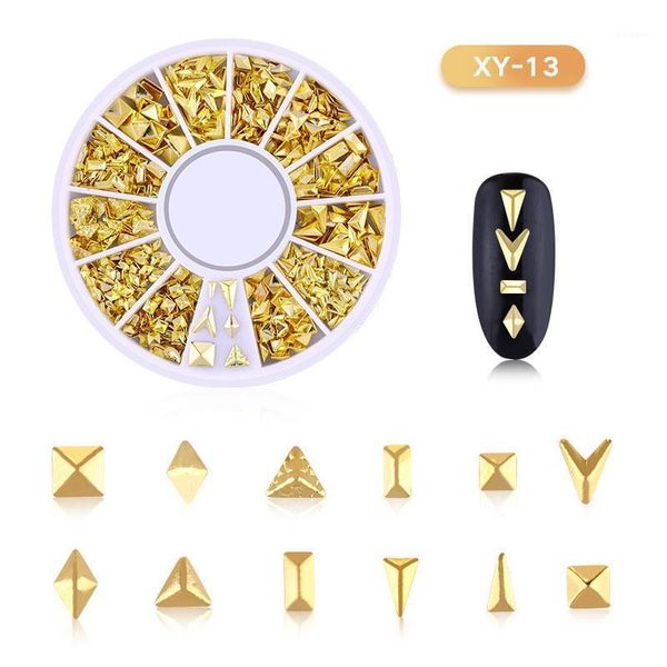 

diy hollow metal frame nail art decorations gold rivet manicure accessories tips tools1, Silver;gold