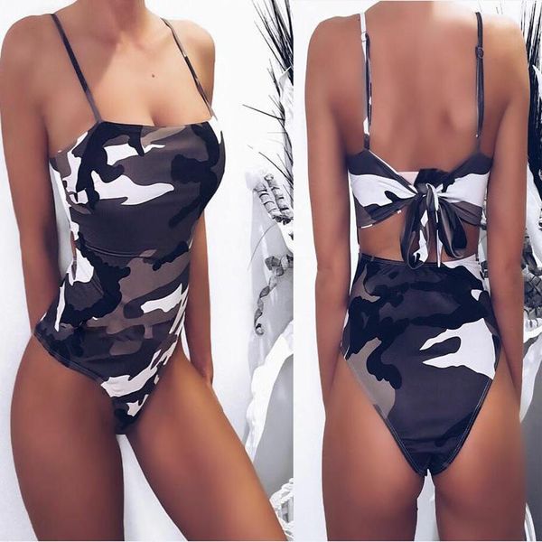 

swimwear fashion swimsuit camouflage / striped bikini one piece, White;black