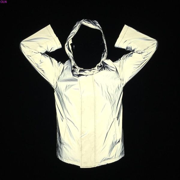 

men's jackets ho 2021 hip reflective dust coat pure color of 3 m leisure hooded jacket, Black;brown