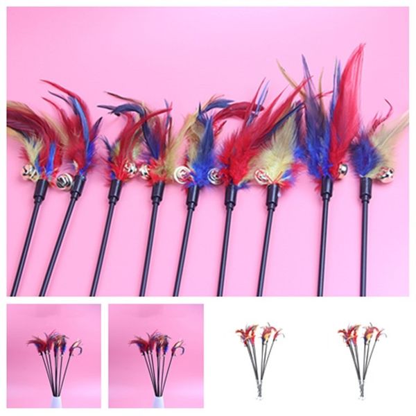 

cat toys bell feathers pet tease cat and tick interactive teasing fishes deity to amuse the cat pole feather toys supplies t2i52170