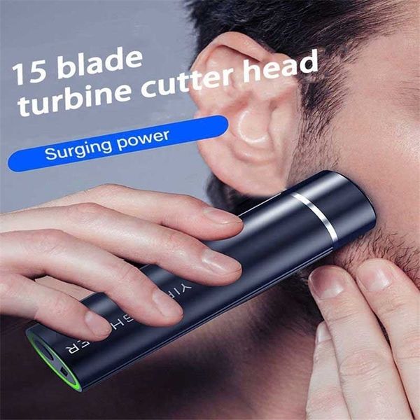 

men mini electric shaver aluminum alloy body 6d floating cutter head beard clipper tondeuse washable usb charging maquina de 220222