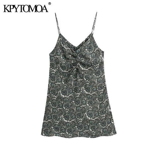 

women chic fashion with drawstring paisley print mini dress backless thin straps female dresses vestidos 210420, Black;gray