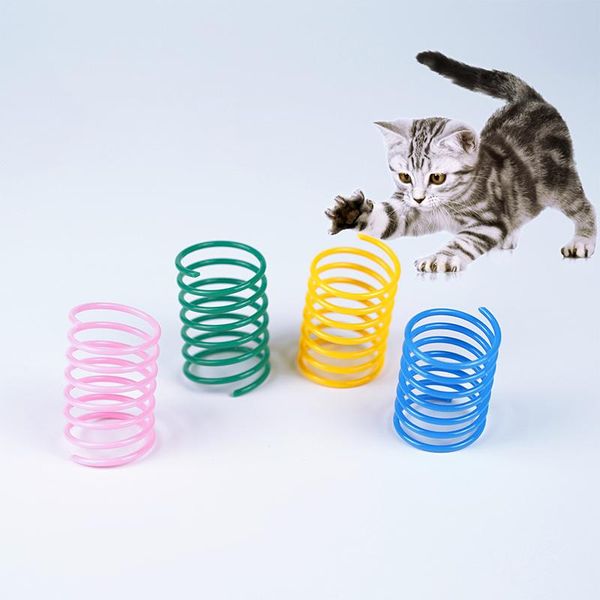 

cat toys 4pcs kitten wide durable heavy gauge spring toy colorful springs pet coil spiral