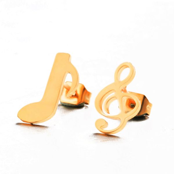 

30pair asymmetrical small music note love symbol cartilage stud earring stainless steel musical notation theme treble clef unusual geometric, Golden;silver