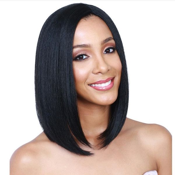 

new european and american cross-border chemical fiber wave head ladies in direct short rolling face bobo whole set manufacturer wig, Black