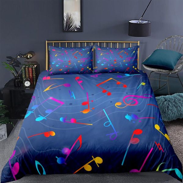 

bedding sets duvet cover music notes printed bedroom decor comforter set pillowcase double bed single size for kids quilt