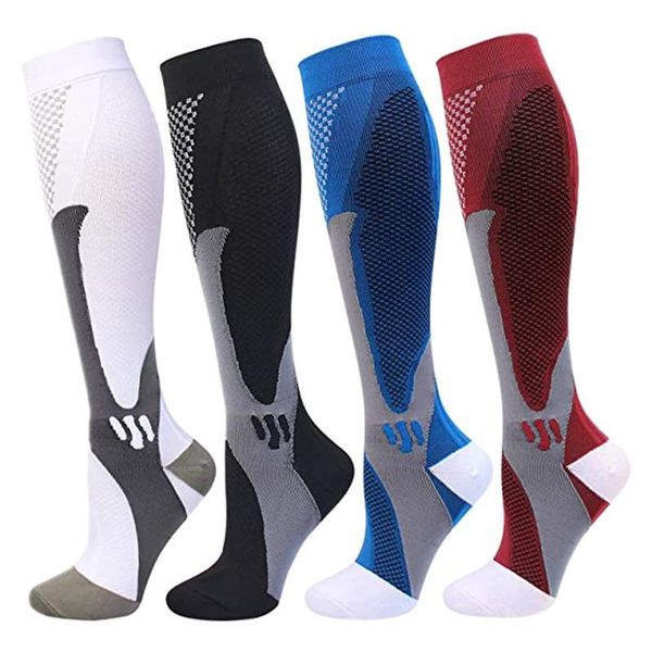 

men's socks multi pairs compression 20-30 mmhg fit varicose veins soccer stockings anti-fatigue, Black