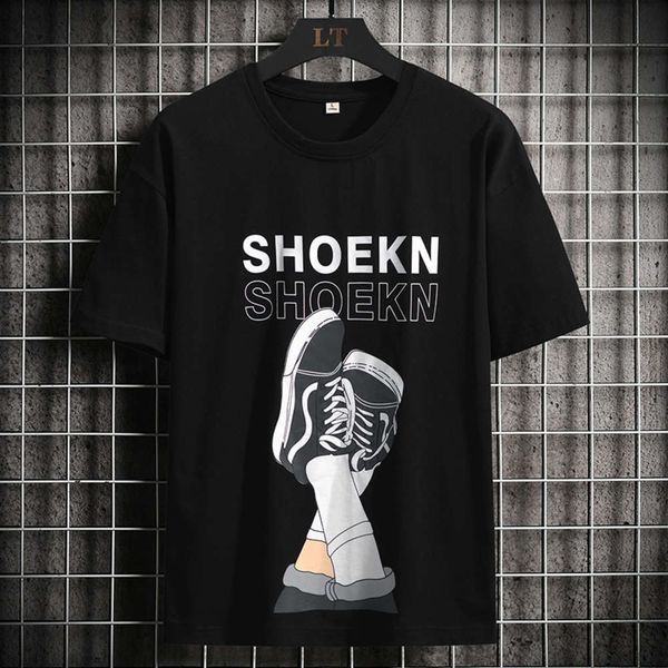 

men's t-shirts t shirt summer thin short relaxed brand black half sleeve round neck big size fat plus general fashion 19zn, White;black