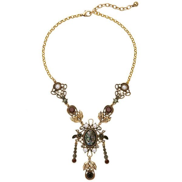 

chokers euro-american style women statement long necklace sweater chain vintage big resin gem charm handmade accessories, Golden;silver