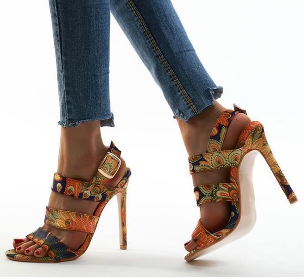 

plus size 35 to 40 41 42 orange phoenix strappy designer high heels fashion summer shoes, Black