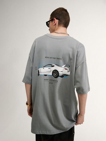 

men letter & car print tee 147h#, White;black