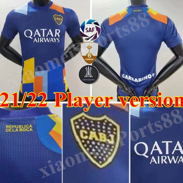 

Player version 21 22 Boca Juniors soccer jersey 115th anniversary SALVIO TEVEZ DE ROSSI 2021 2022 home away football shirt, Black;yellow