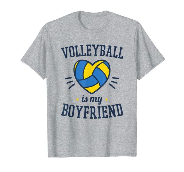

volleyball is my boyfriend t-shirt women heart gifts, White;black