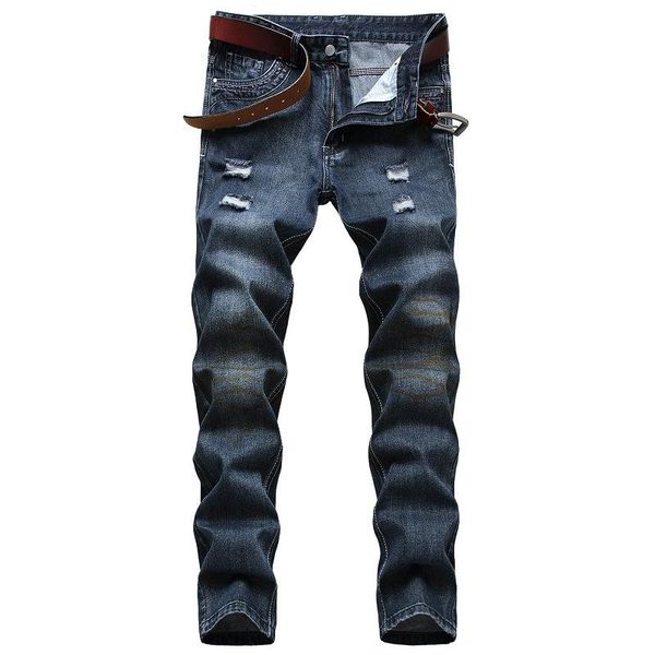 

men's jeans of personalized printed for men in autumn and winter 2021, Blue