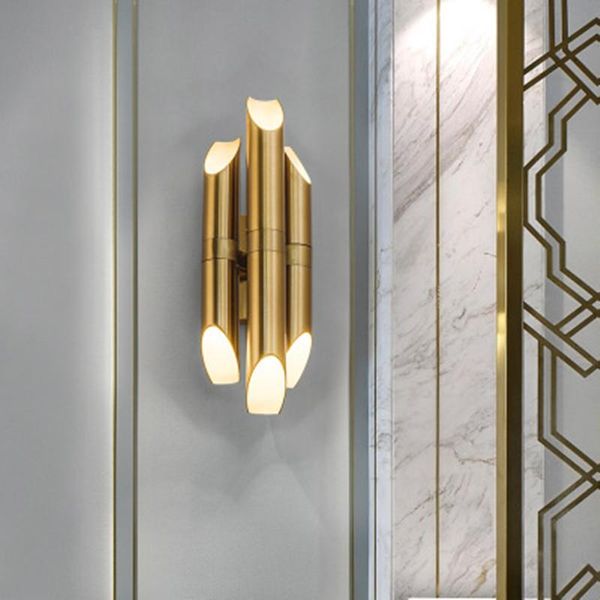 

wall lamp nordic creative art bamboo led minimalist golden bedroom bedside light