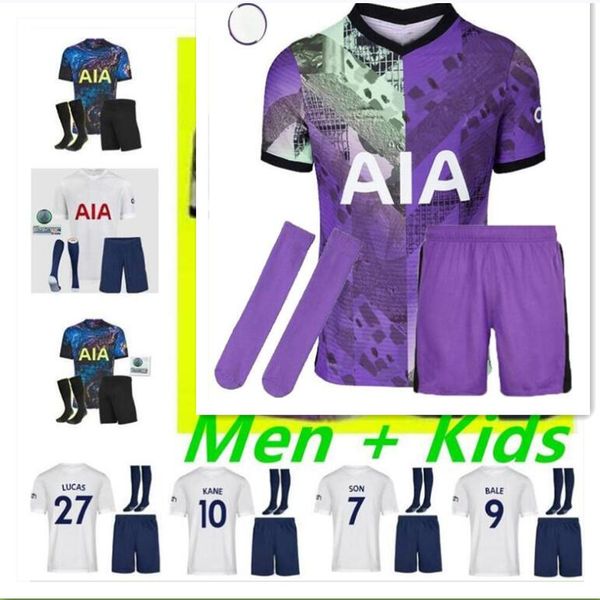 

kits 21 22 dele son tottenham bale kane soccer jersey hojbjerg bergwijn lo celso spurs 2021 2022 lucas football shirts uniforms men + kids k, Black