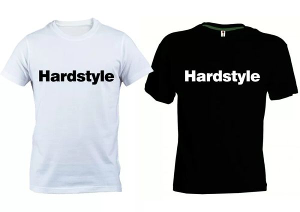 

tshirt hardstyle print music electronic dance rave white-black cotton unisex
