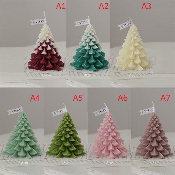 Vela de árvore de natal feita à mão, velas perfumadas, decoração criativa, diy, rosa, presente de aniversário, lembrança, vela del arbol de navidad