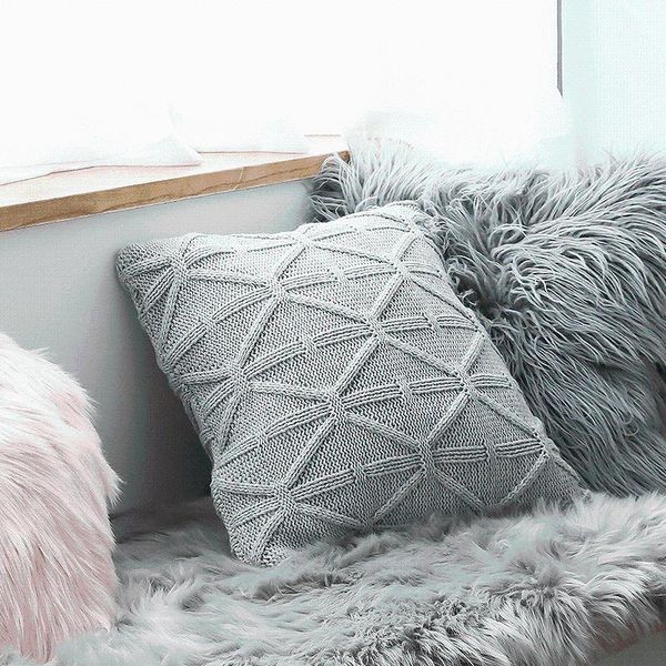 

cushion/decorative pillow nordic bedroom living room sofa tassel hug pillowcase square wool yarn jacquard knitted