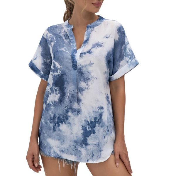 

women's blouses & shirts summer women v-neck print chiffon shirt fashion casual short sleeve blouse, White