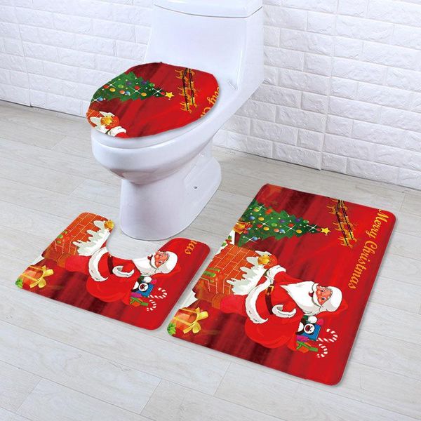 

bath mats 3 pcs bathroom toilet cover mat carpet non-slip absorbent bathtub to map customization