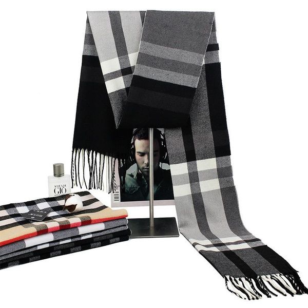 

scarves 2021 winter cashmere warmth men's casual plaid scarf women, Blue;gray