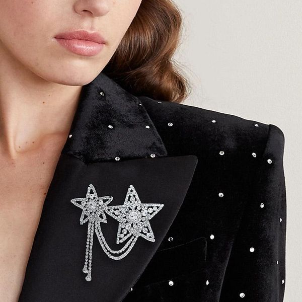 

pins, brooches fashion women silver color brooch star shape rhinestone high-grade suit bridal wedding party dress diy accessories lb, Gray