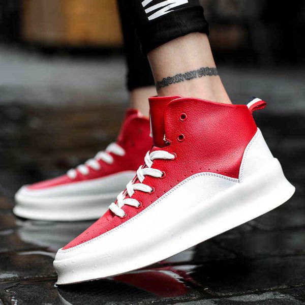 

2022 autumn new korean version trend increased men's casual high sports men shoes, Black;white