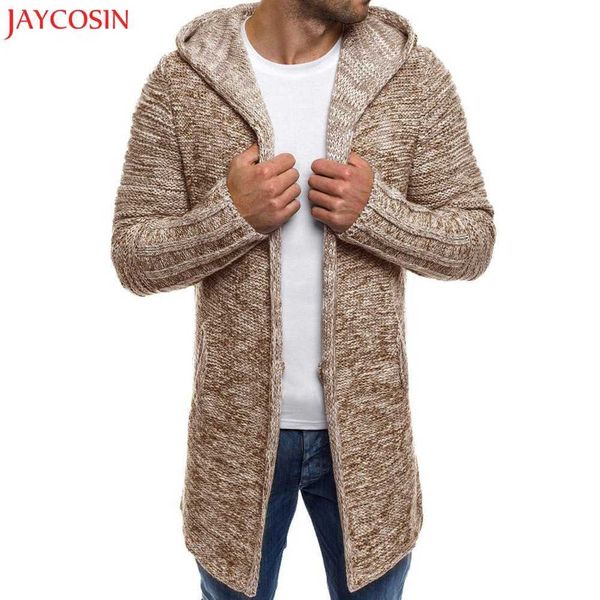 

jaycosin men's coat autumn winter casual hooded solid knit trench coat jacket cardigan long sleeve outwear blouse m-2xl z1031 x0621, Black;brown