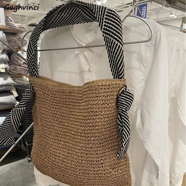 

evening bags shoulder women straw simple vintage large capacity travel beach holiday handbags summer fashion casual tote korean stylish
