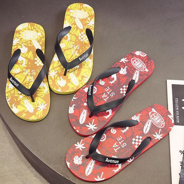 Slippers WhoHoll 2021 Summer Graffiti Print Men Shoes Flips Slipers Male Hip Hop Street Beach Casual Flip-Flops 45