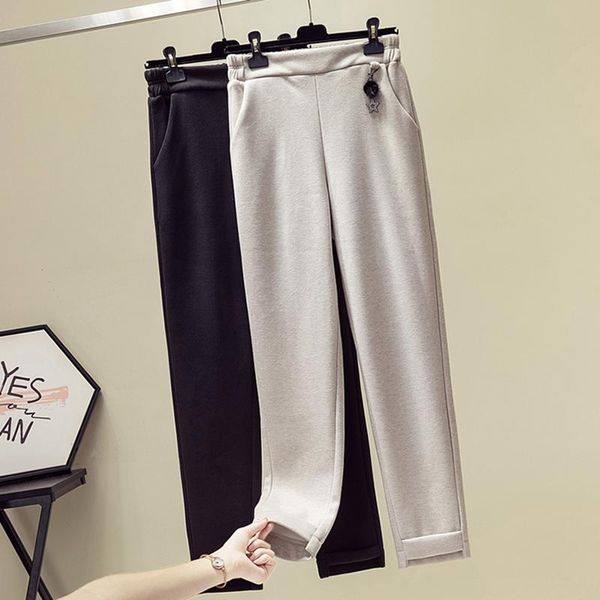 

women's pants & capris women plus size autumn winter velvet warm woolen harem long high waist casual trousers 4xl ff1219, Black;white