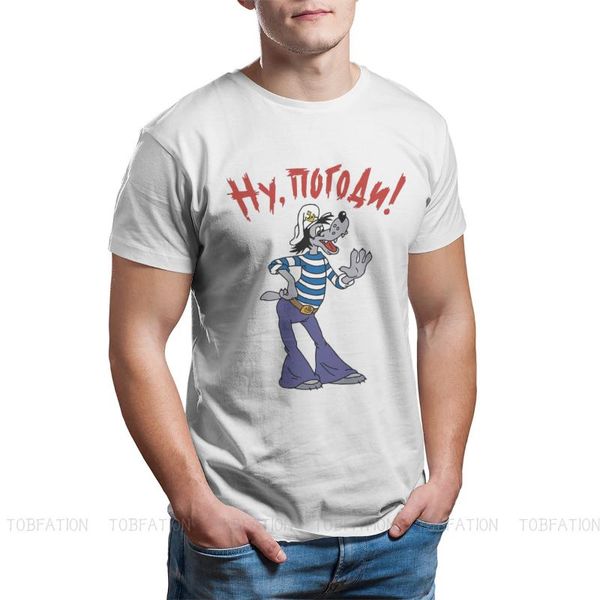 

men's t-shirts tshirts nu pogodi well just you wait wolf hare cartoon men harajuku pure cotton streetwear t shirt round neck big size, White;black