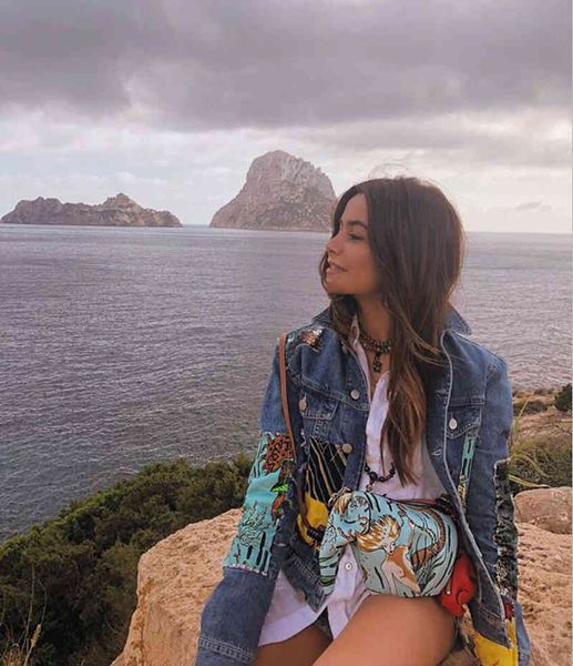 

denim boho female autumn wintage cartoon pattern qppliques embroidery long sleeve coat women outerwear jacket, Black;brown