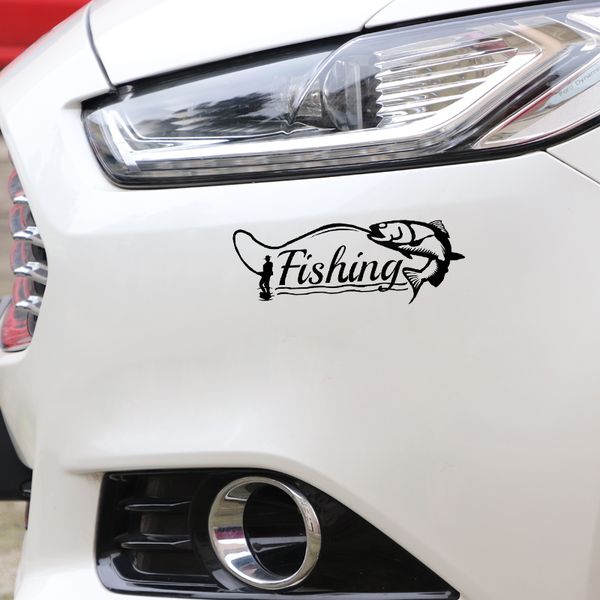 

15.5*5.7cm funny fishing hunter decor car modelling sticker vinyl silhouette