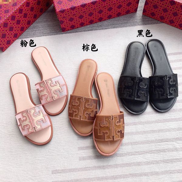 

tb sheepskin hollow mesh pink one line slippers women summer leather commuting leisure flat shoes breathable comfortable sandals, Black