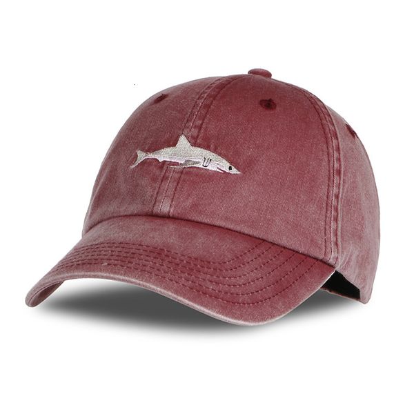 

overseas popular cartoon wash embroidered shark baseball cap, Blue;gray
