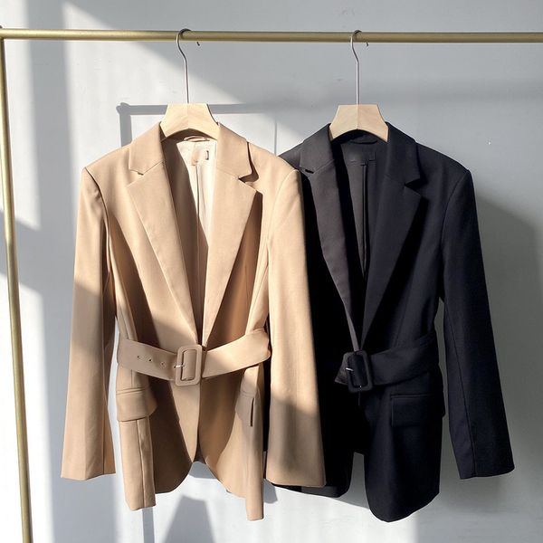 

exquisite high-end suit t family women's blazer lapel belt coat with shoulder pad fashion temperament 2021 spring 040148~, White;black