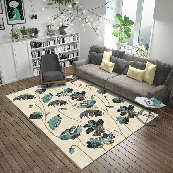 

carpets modern living room decor large rugs simple printed landscape flower green leaf big carpet parlor sofa floor non-slip rug