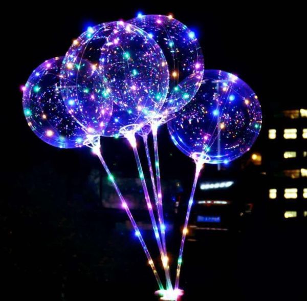 LED-Leuchten Luftballons Nachtbeleuchtung Bobo Ball Mehrfarbige Dekoration Ballon Hochzeit Dekoratives helles Licht mit Stick SN5879
