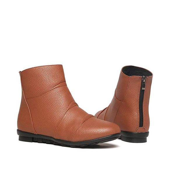 

boots warm plush ladies shoes autumn winter female zipper flats footwear fashion woman drop women short ankle, Black
